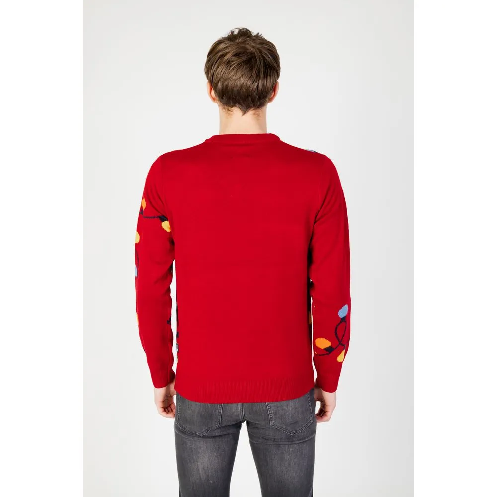 Only & Sons Men's Red Acrylic Sweater
