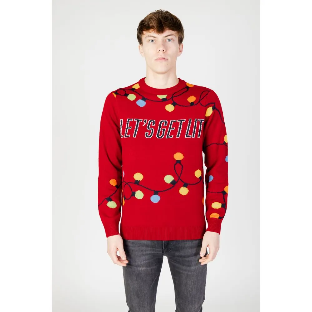 Only & Sons Men's Red Acrylic Sweater