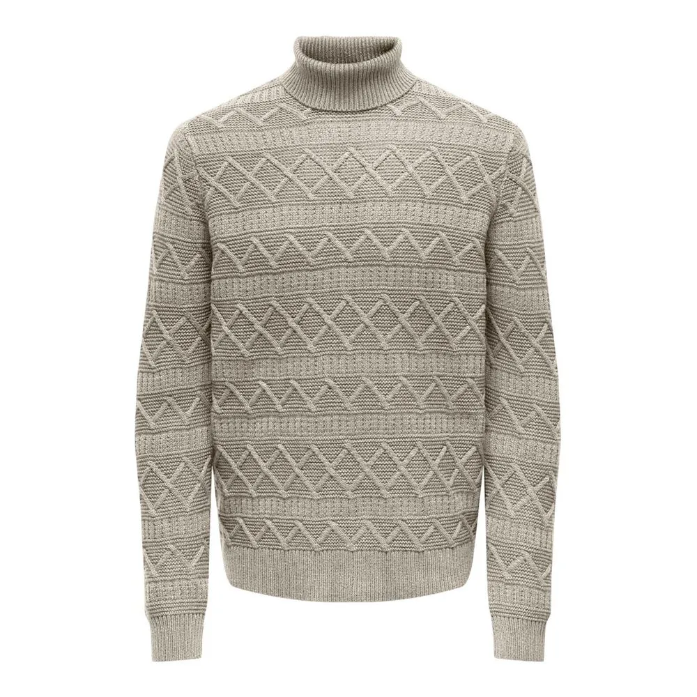 Only & Sons Men's Beige Cotton Sweater