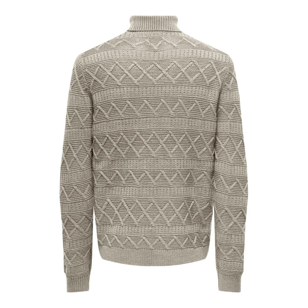 Only & Sons Men's Beige Cotton Sweater
