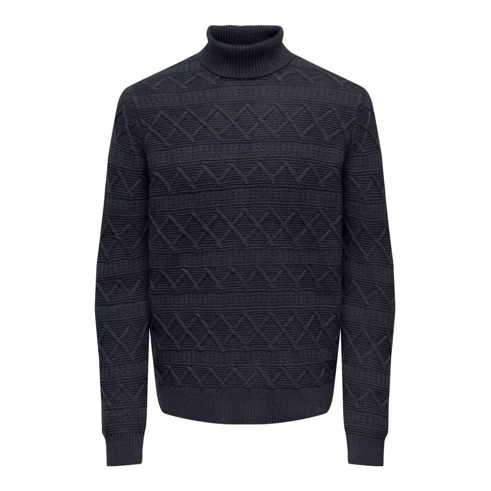 Only & Sons Men's Blue Cotton Sweater