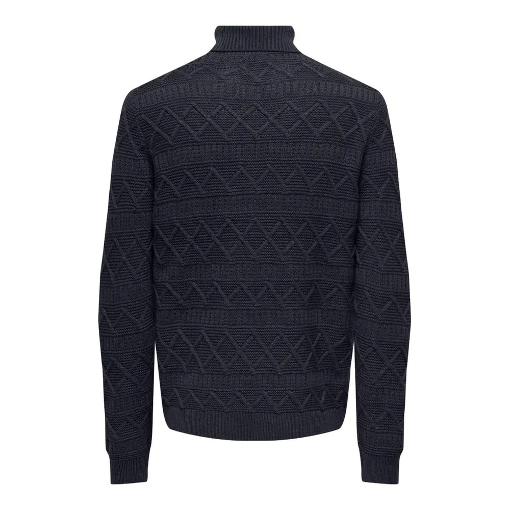 Only & Sons Men's Blue Cotton Sweater