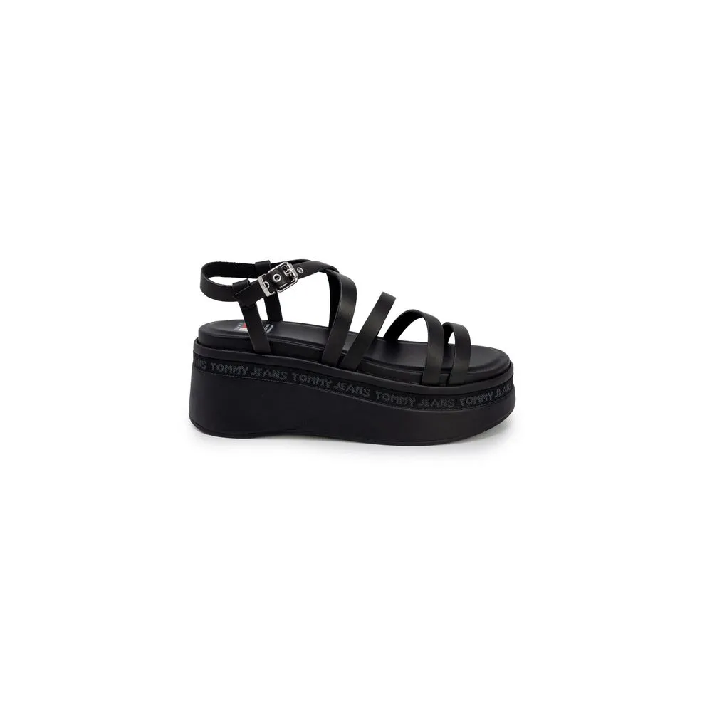 Tommy Hilfiger Jeans Women's Black Leather Sandal