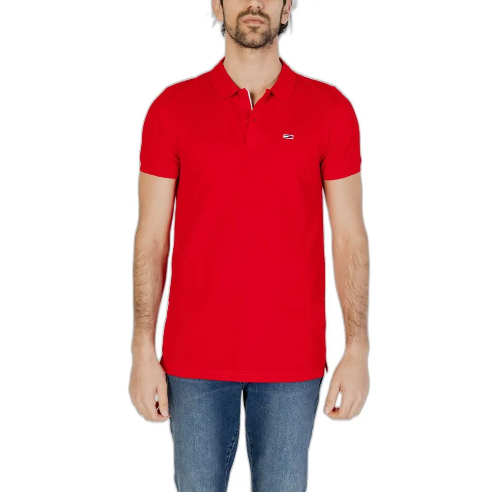 Tommy Hilfiger Jeans Men's Red Cotton Polo Shirt
