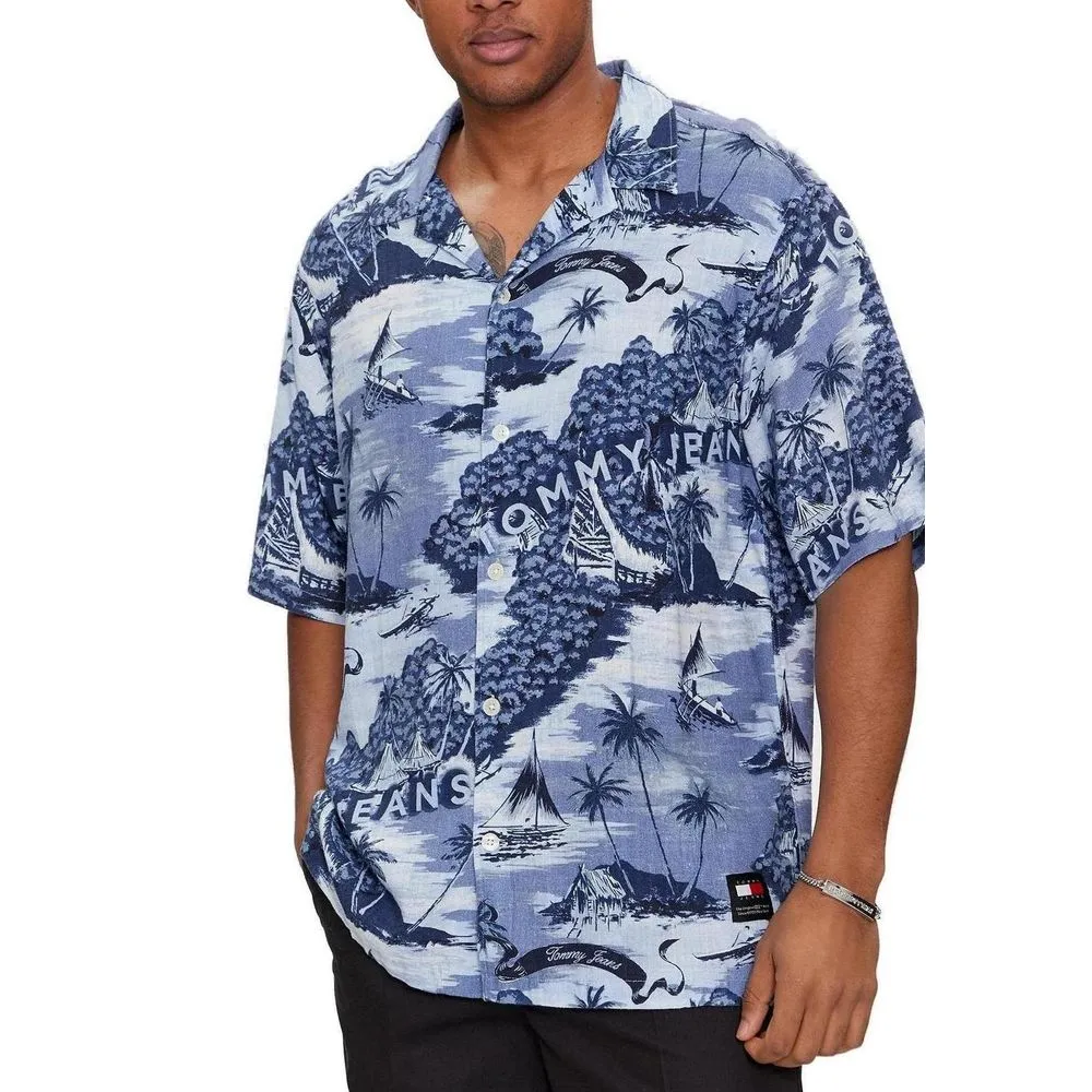 Tommy Hilfiger Jeans Men's Blue Viscose Shirt