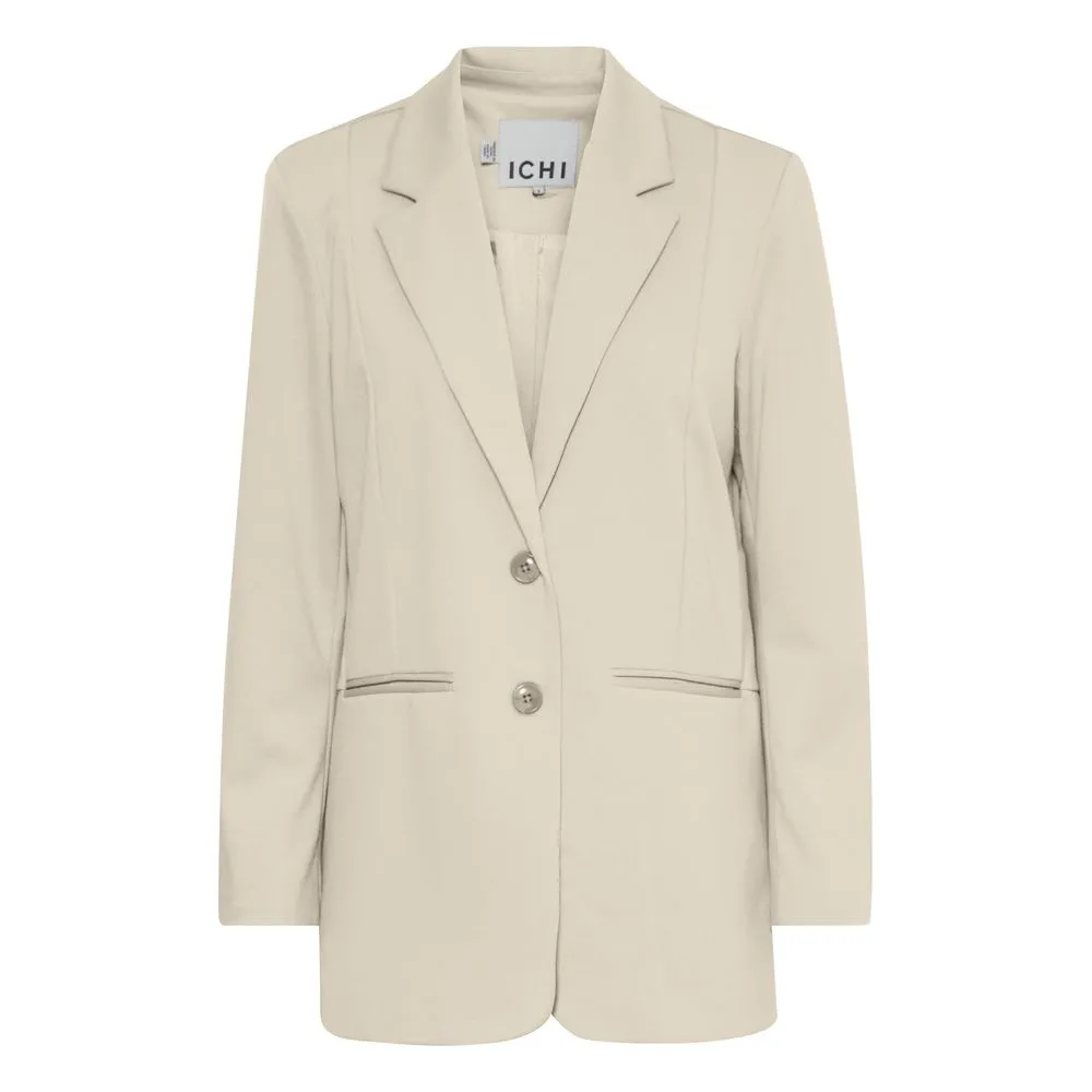 ICHI Women's Beige Polyester Polyester Suits & Blazer