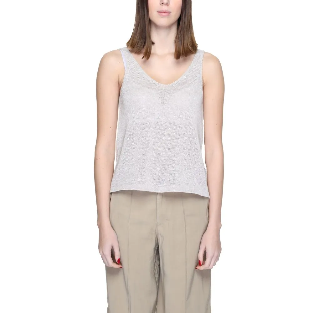 Jacqueline De Yong Women's Beige Cotton Cotton Tops & T-Shirt