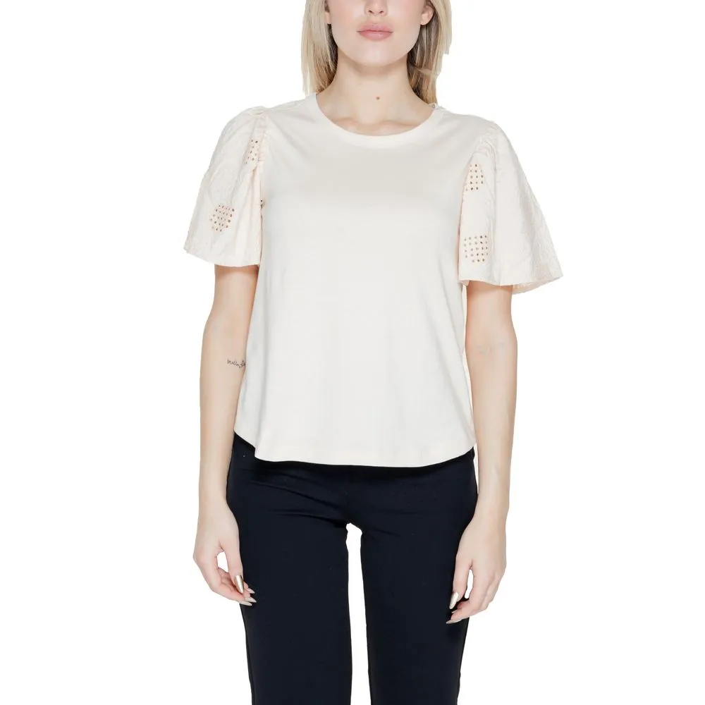 Jacqueline De Yong Women's White Cotton Tops & T-Shirt