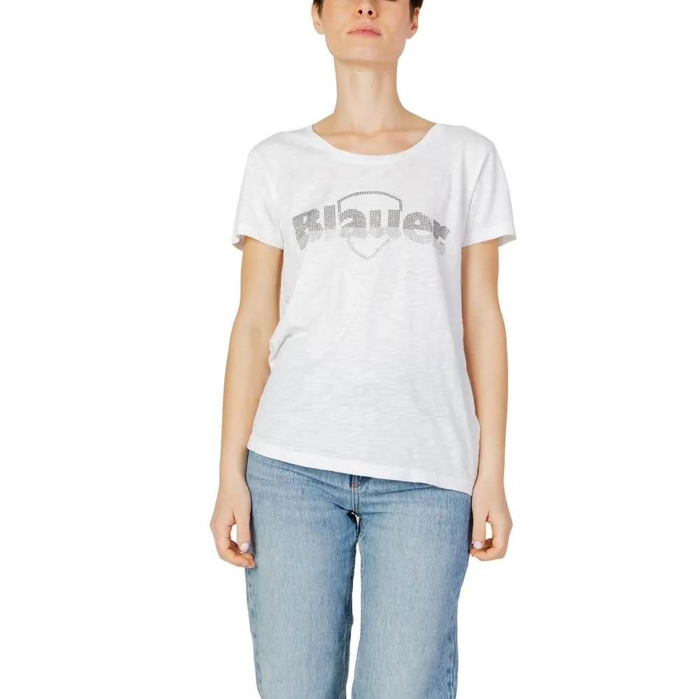 Blauer Women's White Cotton Tops & T-Shirt
