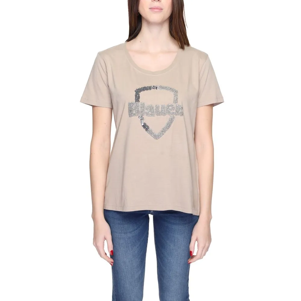 Blauer Women's Beige Cotton Tops & T-Shirt