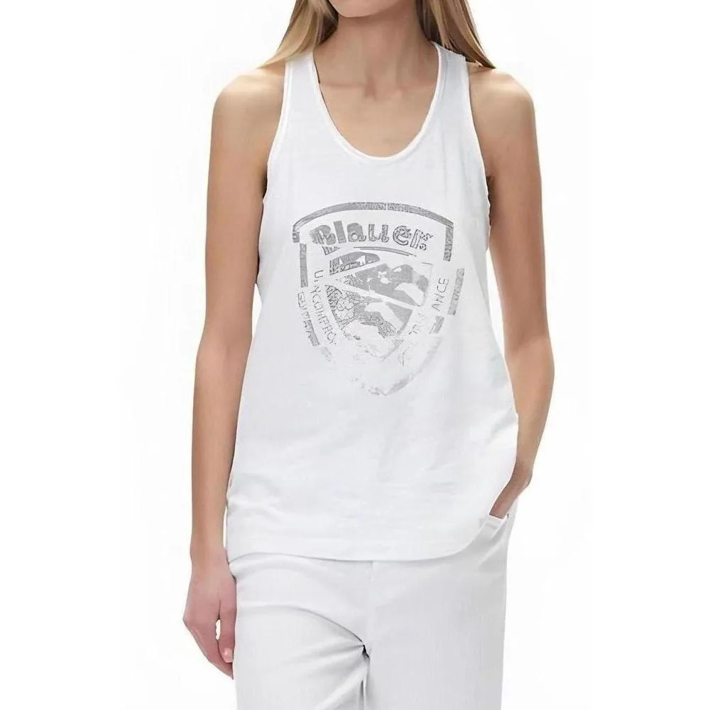 Blauer Women's White Cotton Tops & T-Shirt