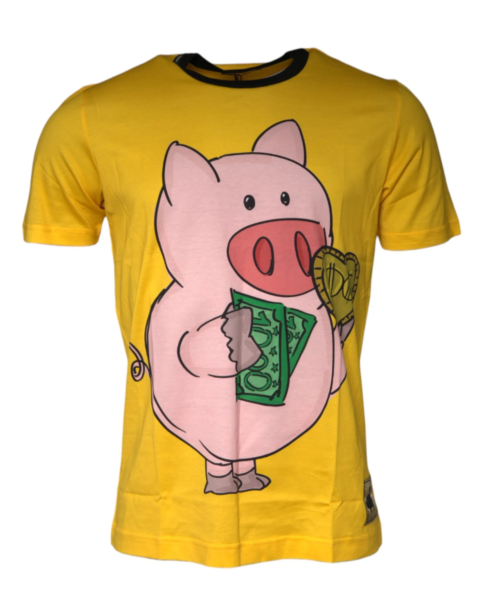 Dolce & Gabbana Men's Yellow 2019 Year Of The Pig Short Sleeves T-shirt