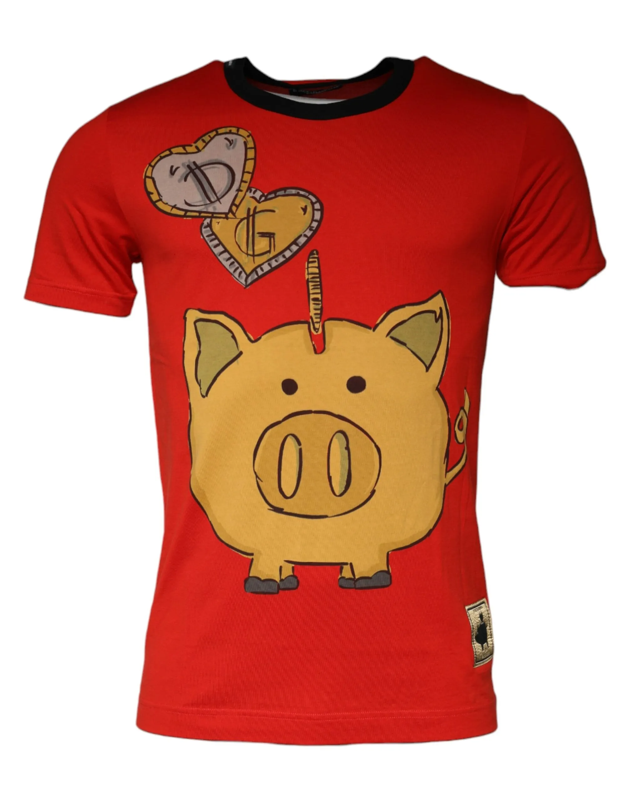 Dolce & Gabbana Men's Red 2019 Year Of The Pig Short Sleeve T-shirt
