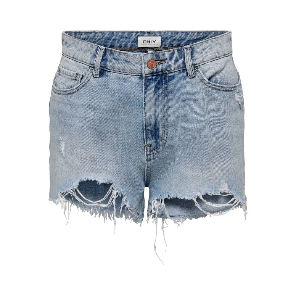 Only Women's Light Blue Cotton Short