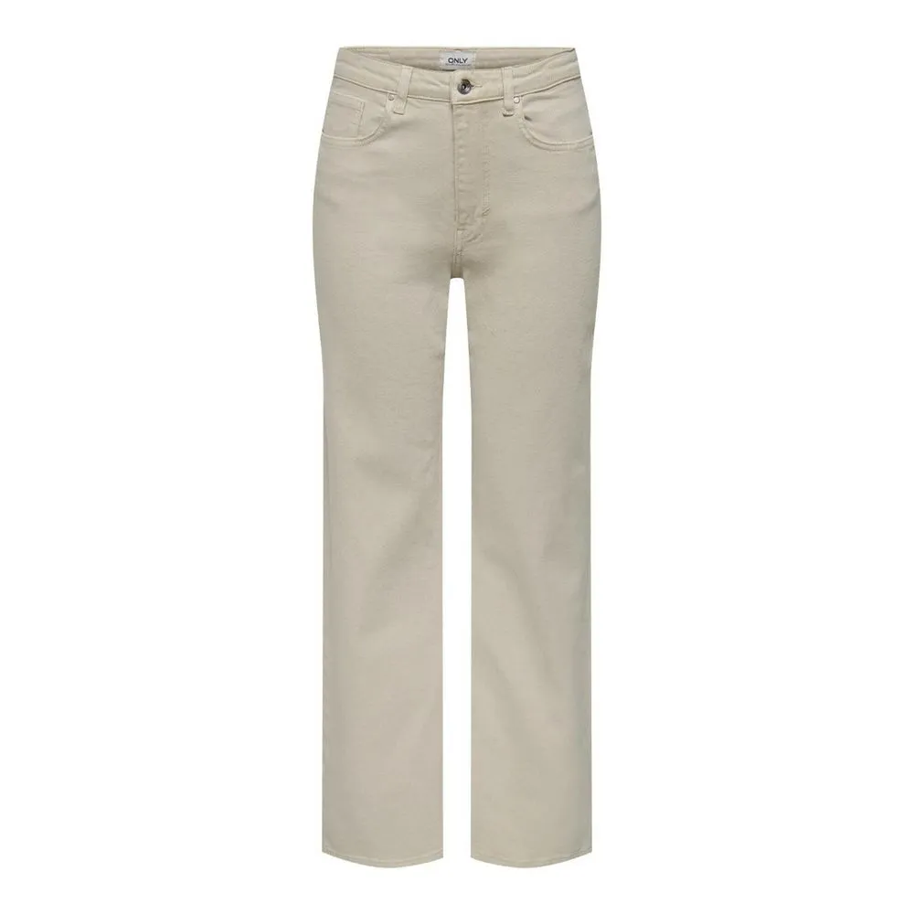 Only Women's Beige Cotton Jeans & Pant