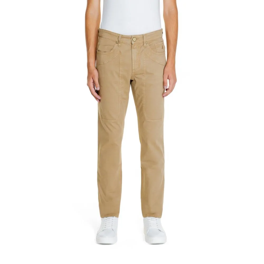 Jeckerson Men's Beige Cotton Jeans & Pant