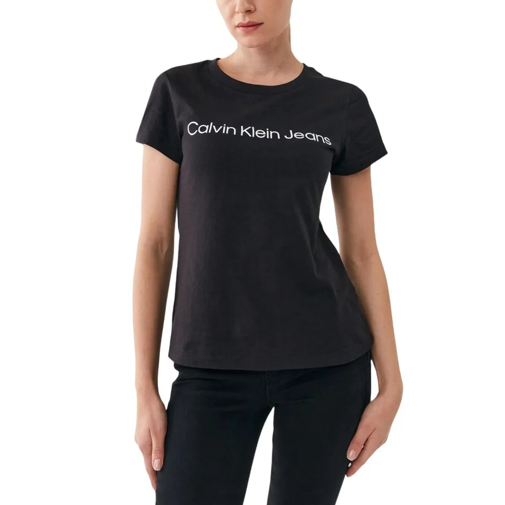 Calvin Klein Jeans Women's Black Cotton Tops & T-Shirt