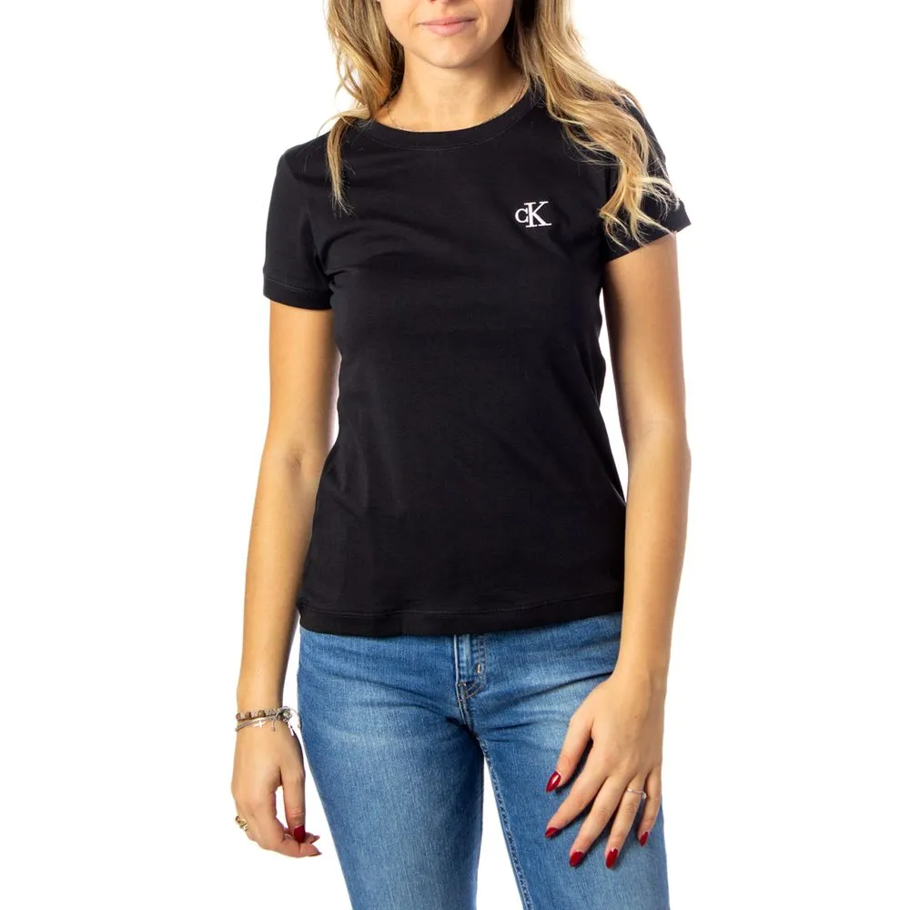 Calvin Klein Jeans Women's Black Cotton Tops & T-Shirt