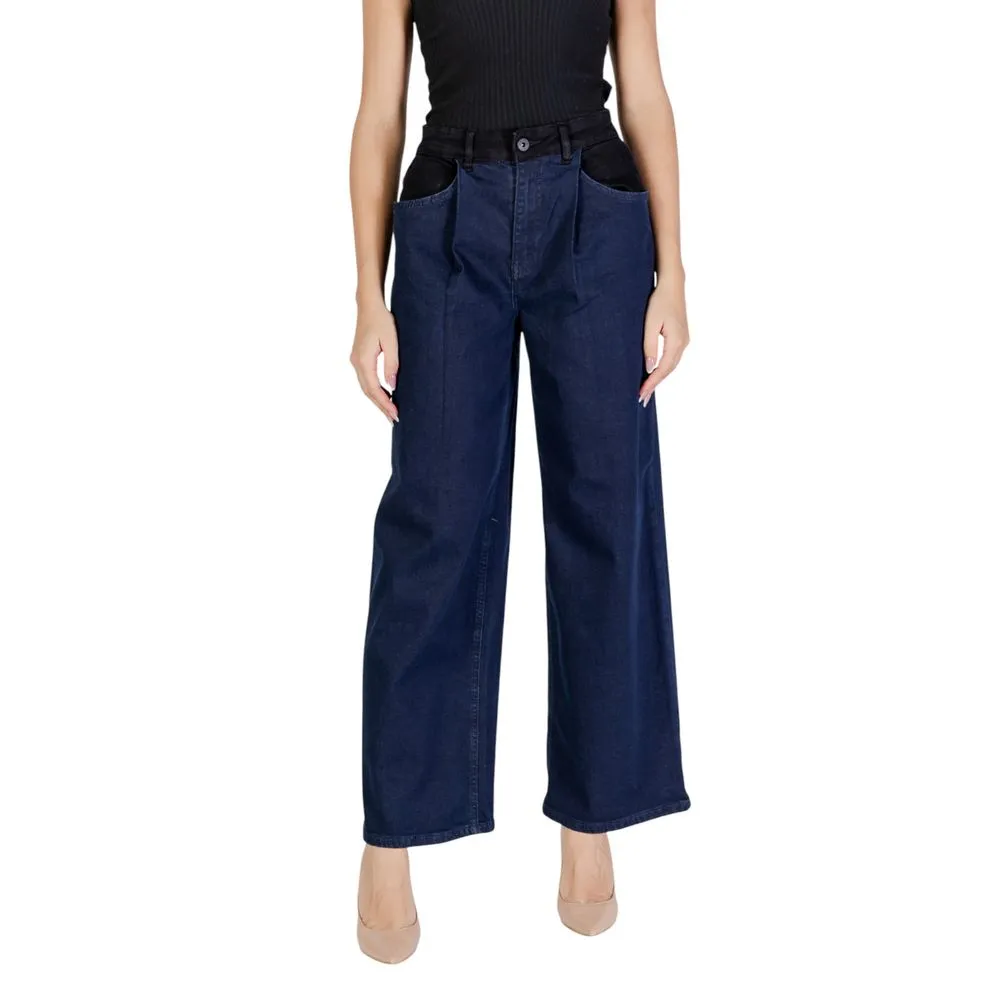 ICHI Women's Blue Cotton Jeans & Pant