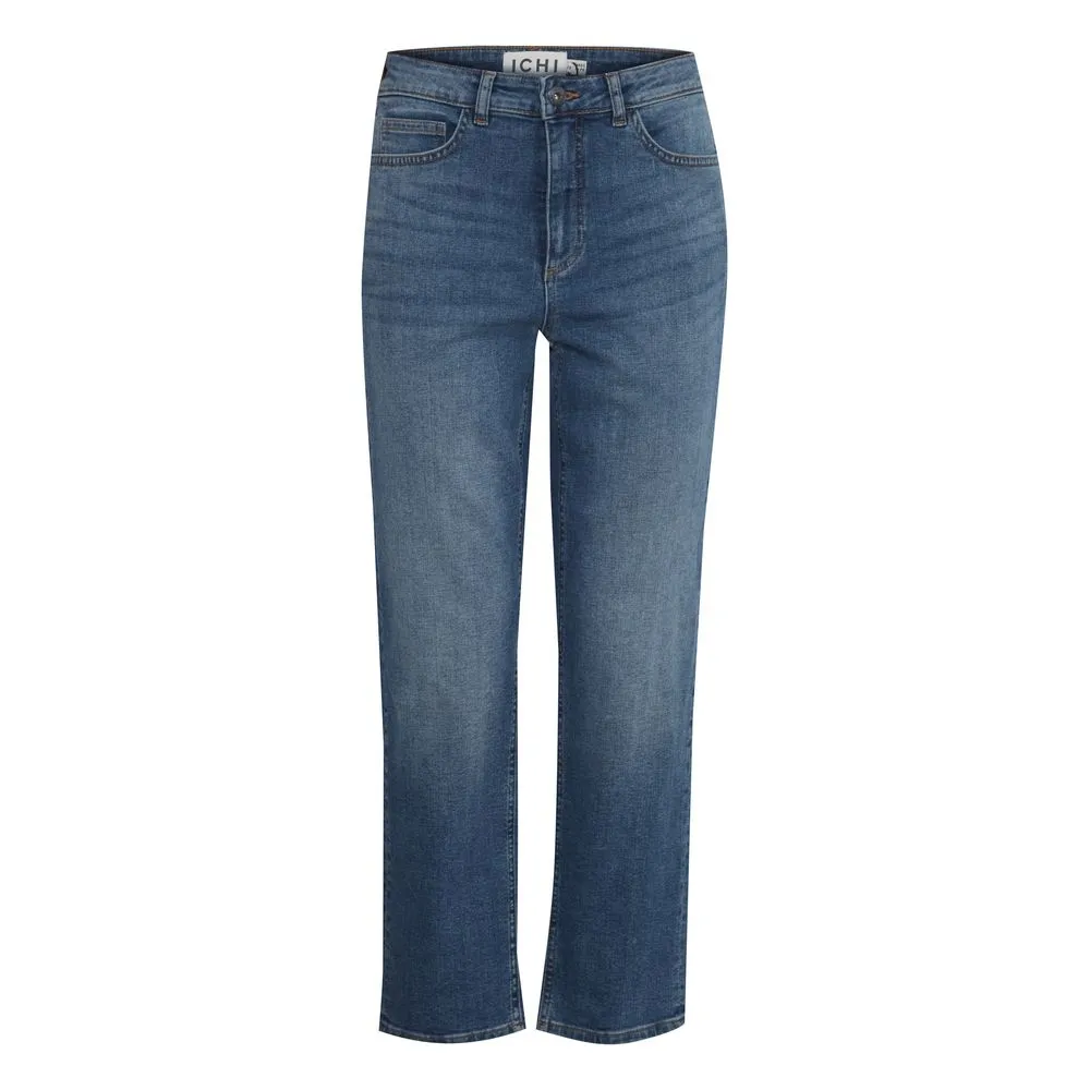 ICHI Women's Blue Cotton Jeans & Pant