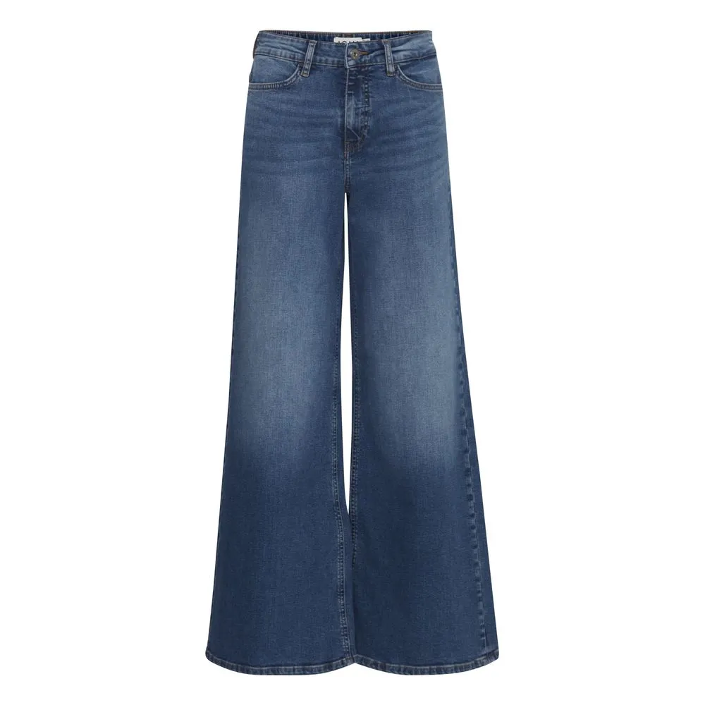 ICHI Women's Blue Cotton Jeans & Pant