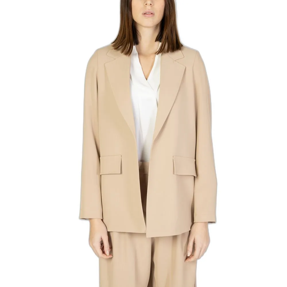 Sandro Ferrone Women's Beige Polyester Suits & Blazer