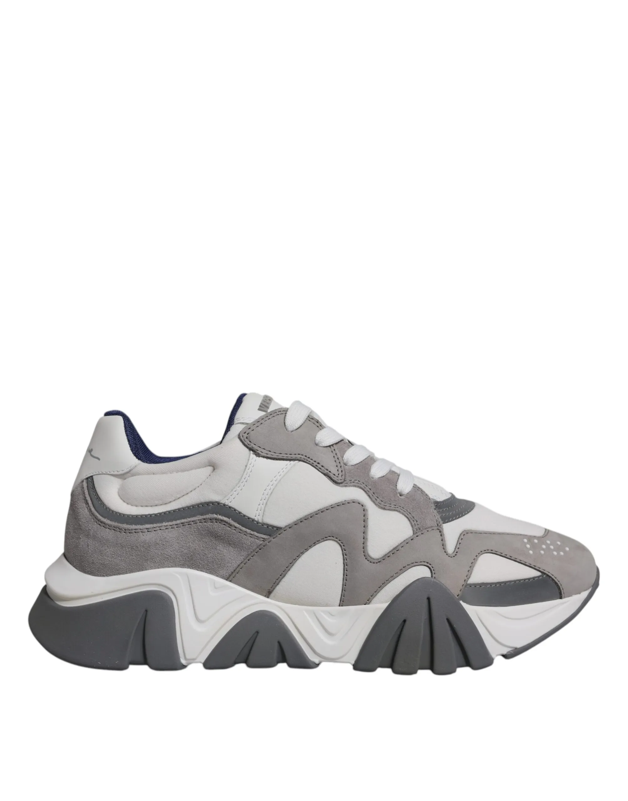 Versace Men's Grey Leather Neoprene Chunky Low Top Squalo Sneakers Shoes