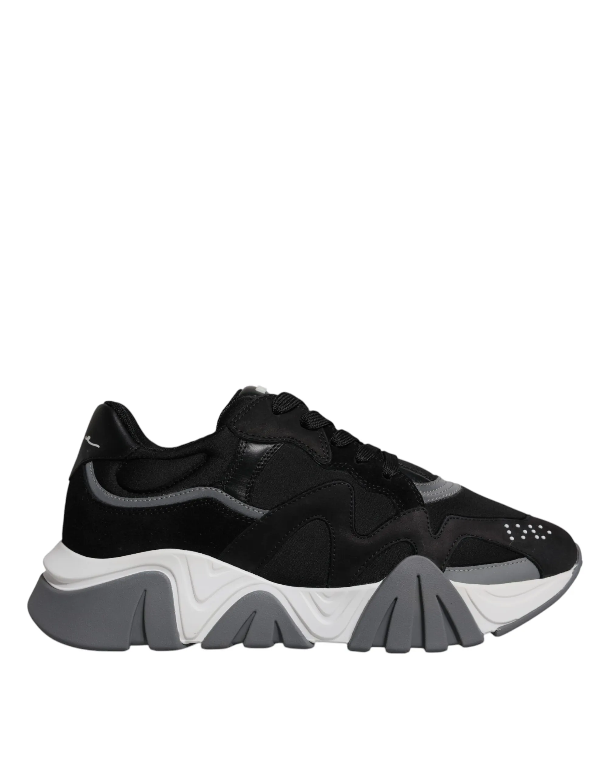 Versace Men's Black Leather Neoprene Chunky Low Top Sneakers Squalo Shoes