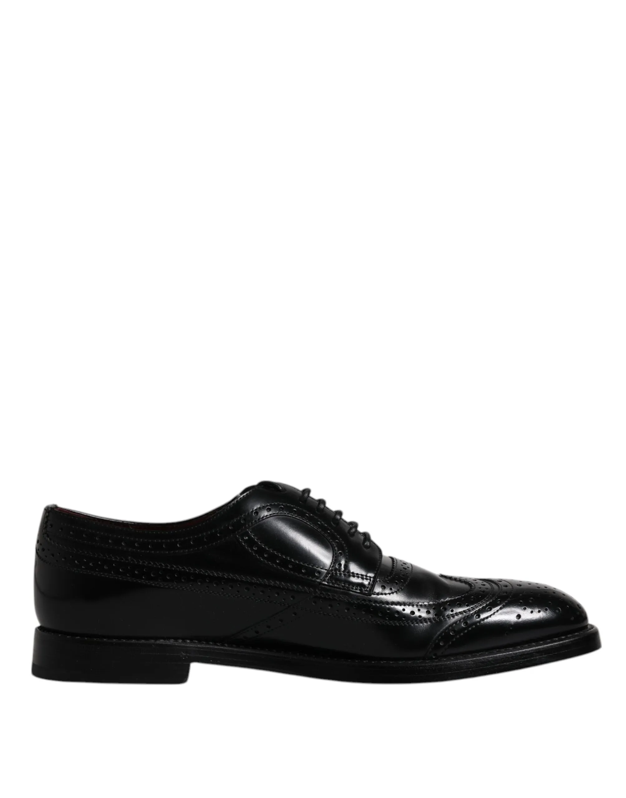 Dolce & Gabbana Men's Black Leather Derby Wingtip Formal Shoes