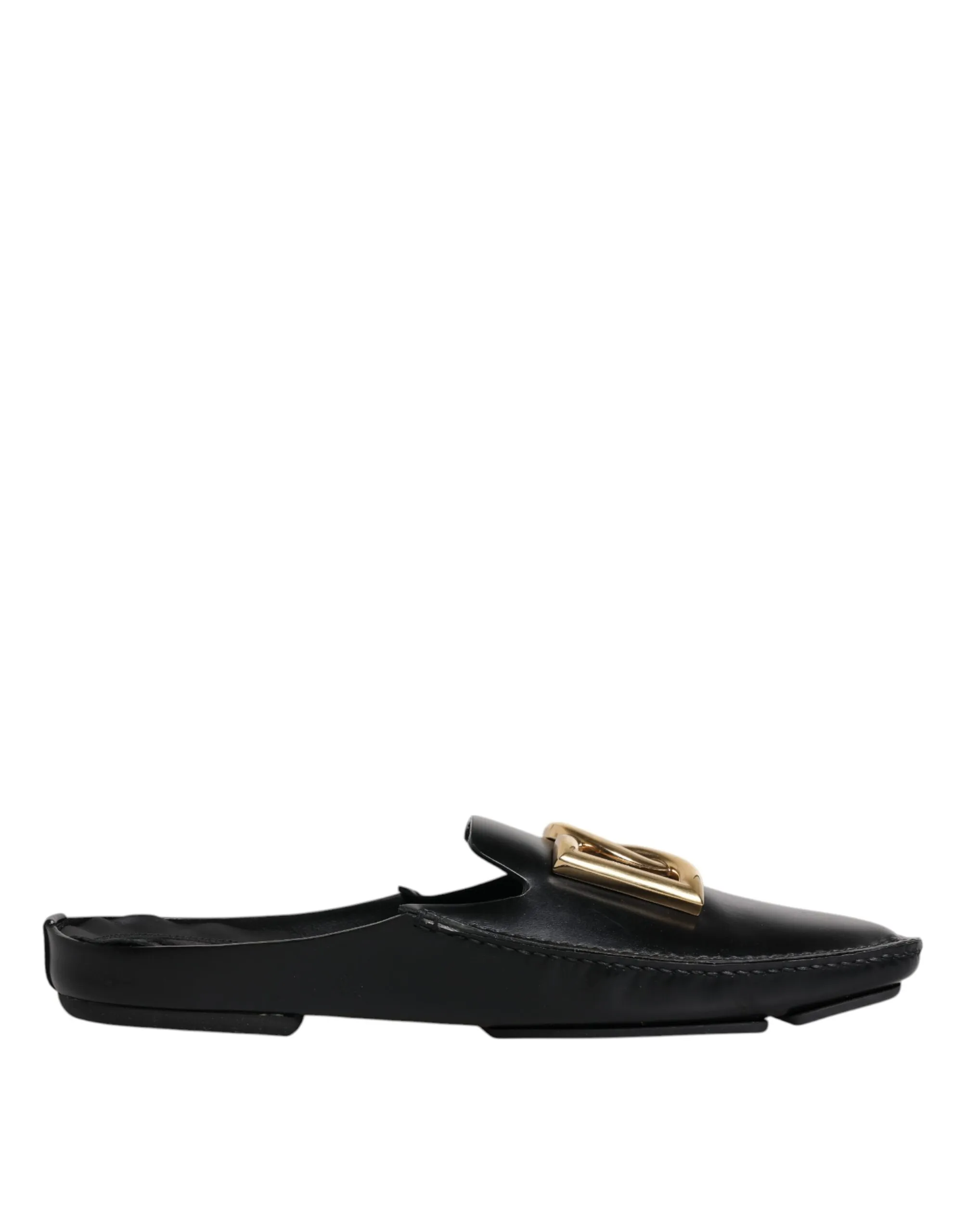 Dolce & Gabbana Men's Black Leather DG Logo Slip On Shoes