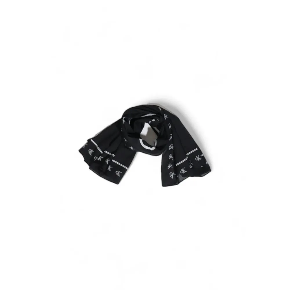 Calvin Klein Women's Black Cotton Cotton Scarf