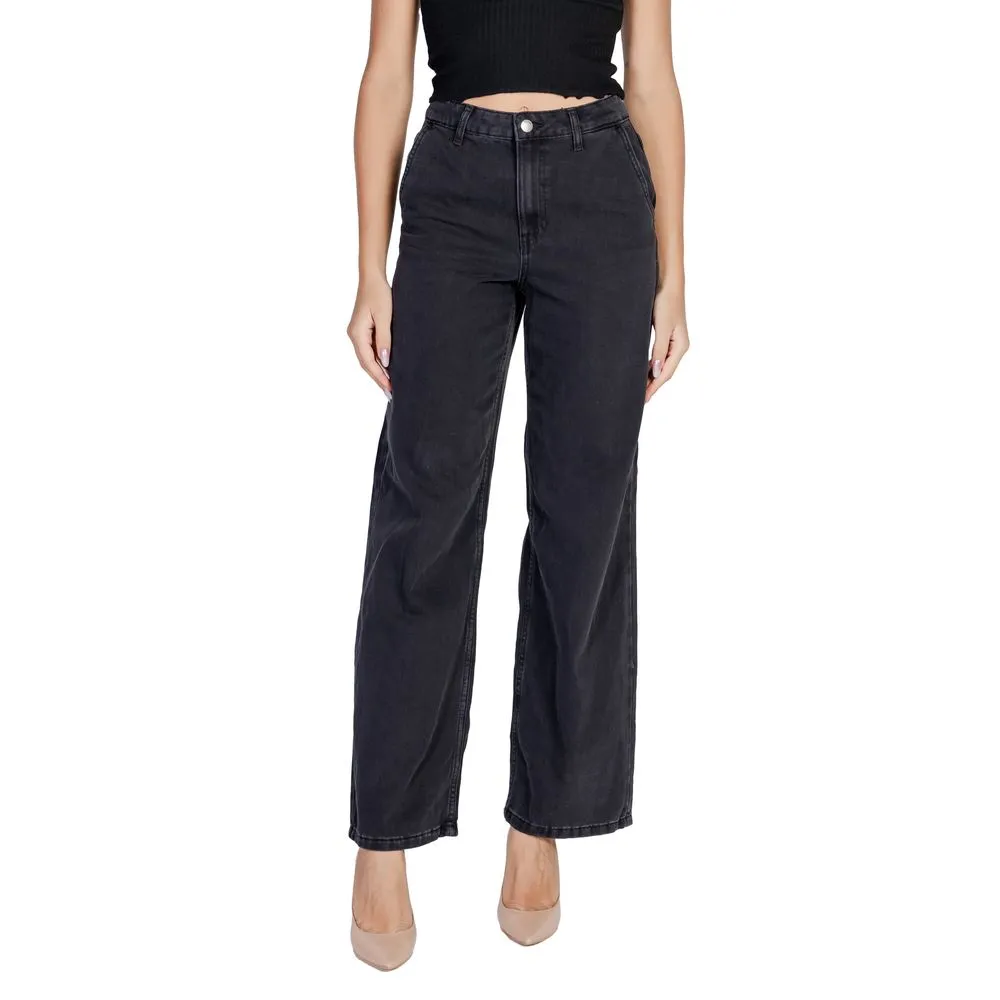 Jacqueline De Yong Women's Black Cotton Jeans & Pant