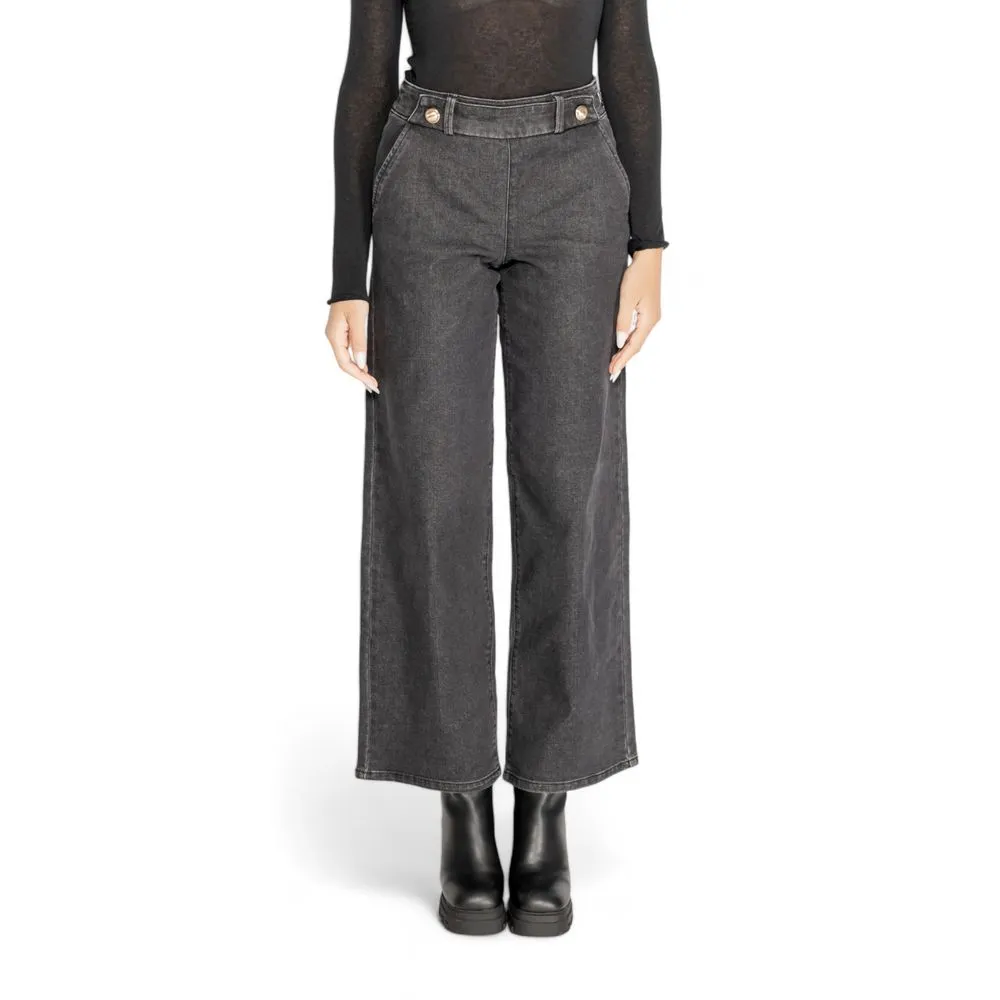 Jacqueline De Yong Women's Black Cotton Jeans & Pant