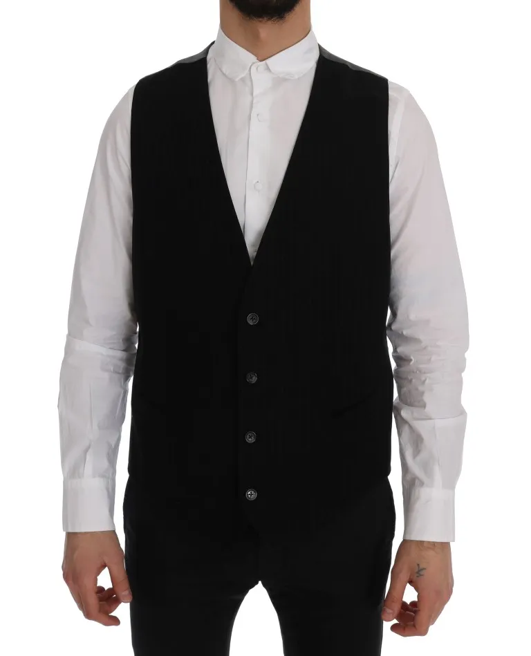 Dolce & Gabbana Men's Elegant Striped Vest Waistcoat