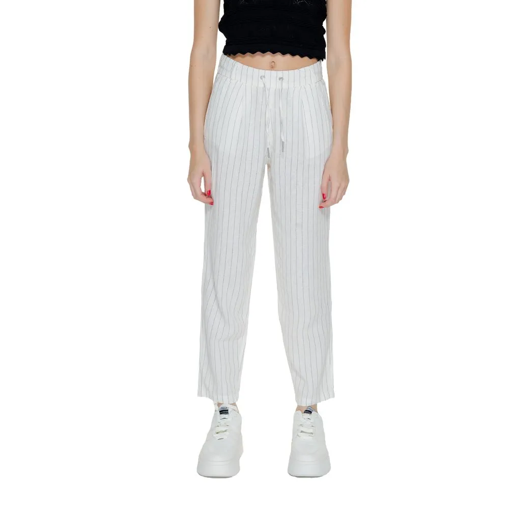 Only Women's White Linen Jeans & Pant