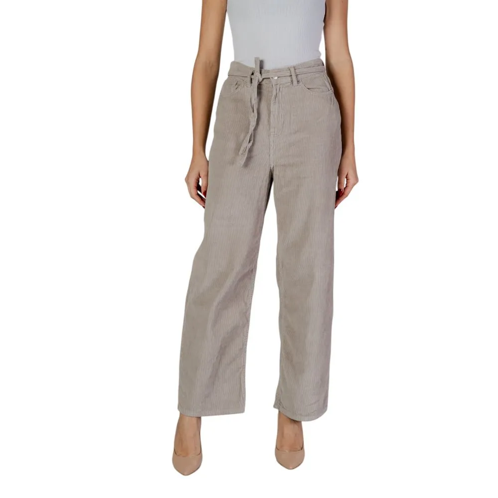 Only Women's Beige Cotton Jeans & Pant