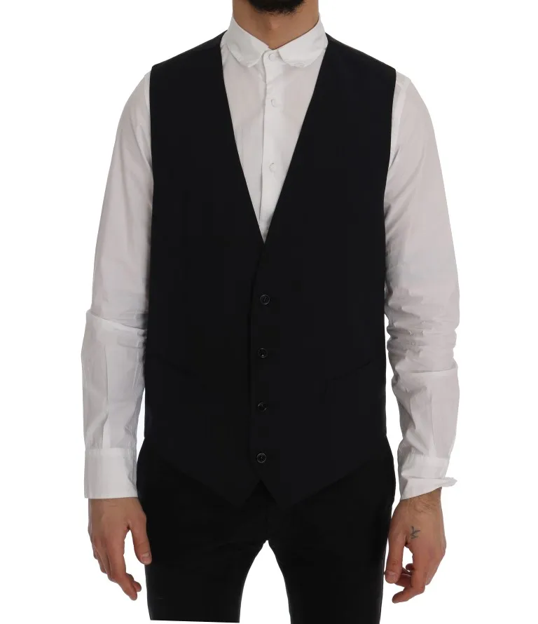 Dolce & Gabbana Men's Sleek Striped Wool Blend Waistcoat Vest