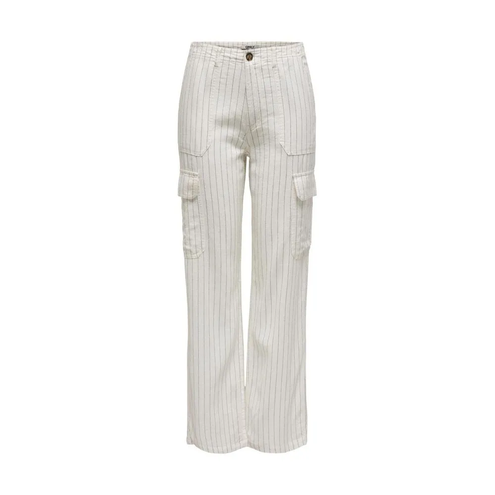 Only Women's White Linen Jeans & Pant