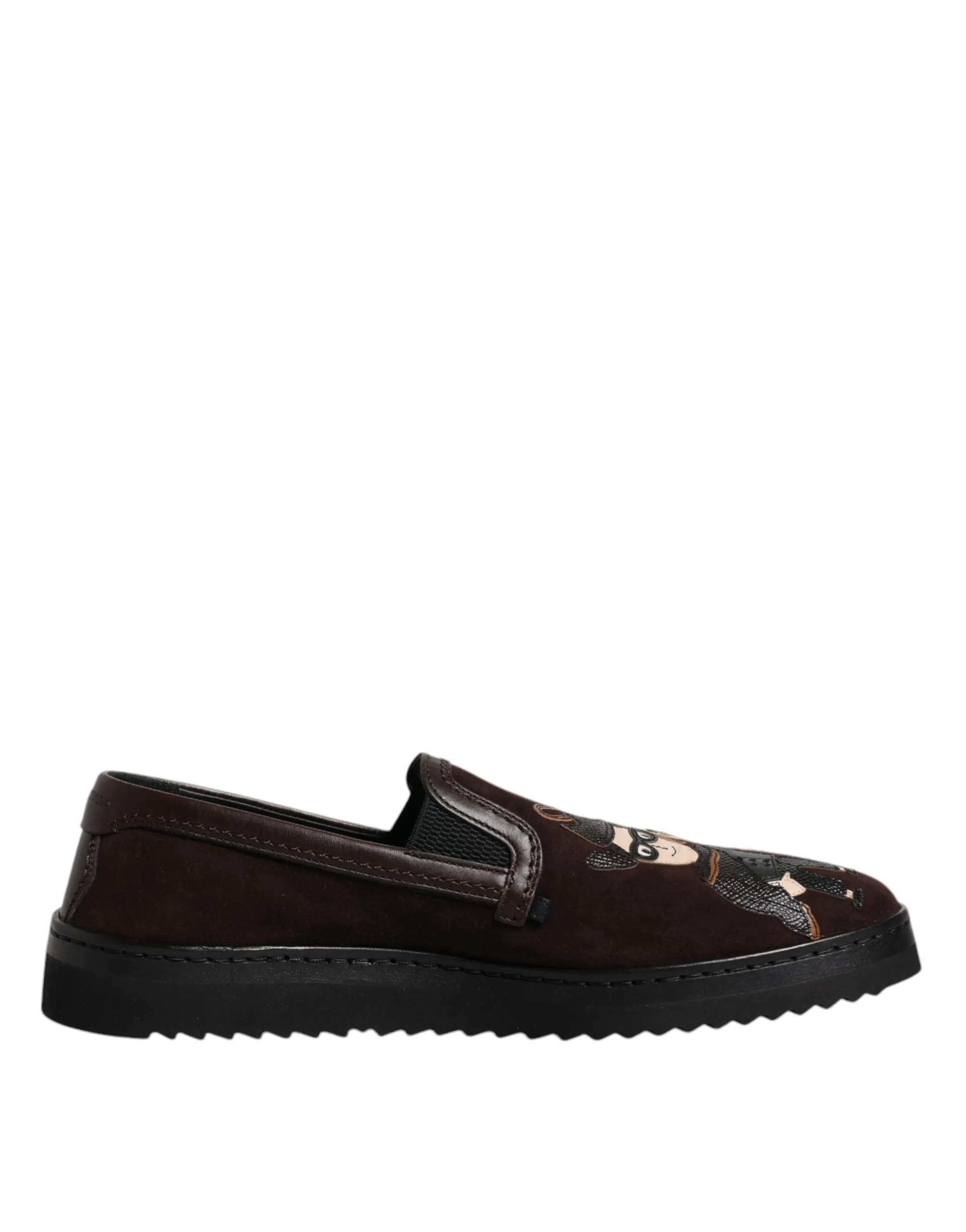 Dolce & Gabbana Men's Brown Suede DG Family Slip On Flats Shoes
