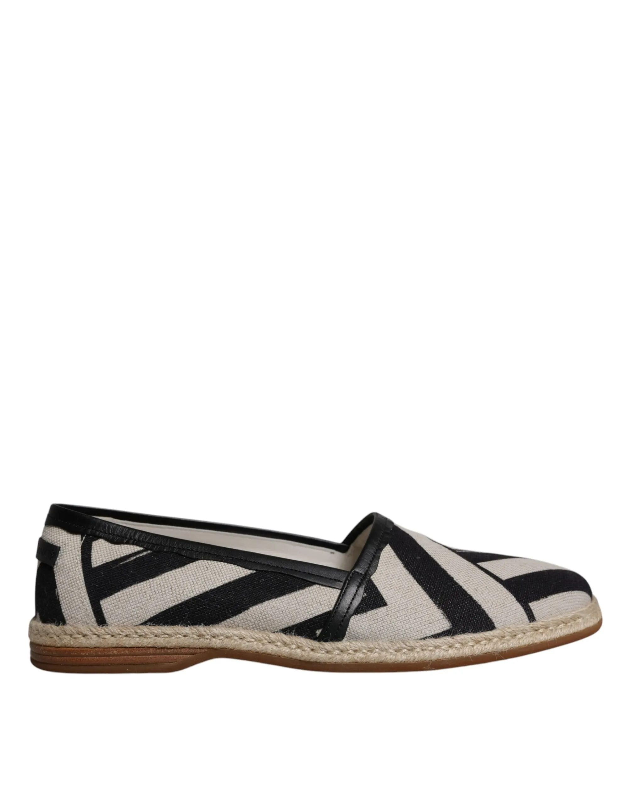 Dolce & Gabbana Men's Black White Stripes Slip On Espadrille Shoes