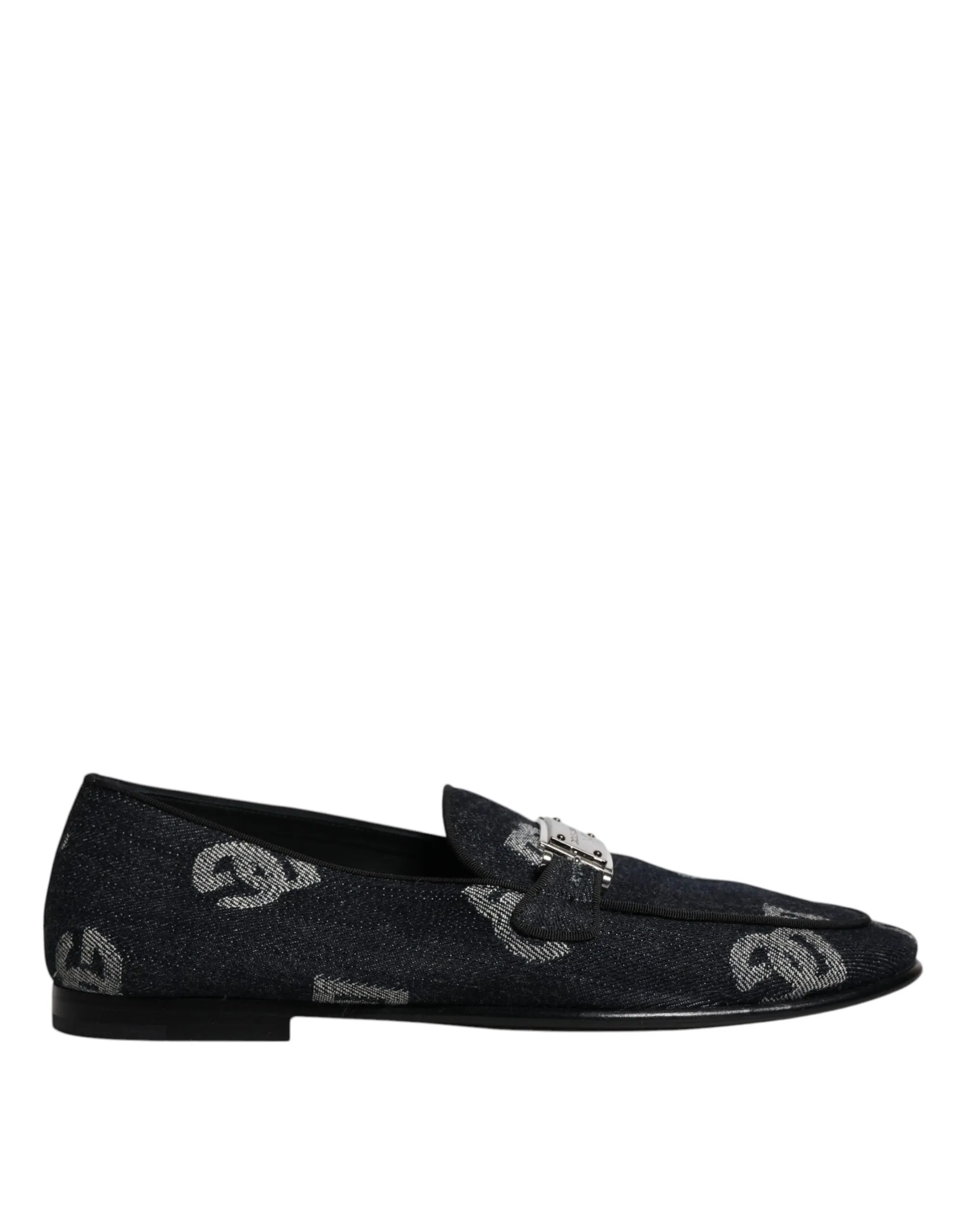 Dolce & Gabbana Men's Black Logo Cotton Loafers Formal Dress Shoes