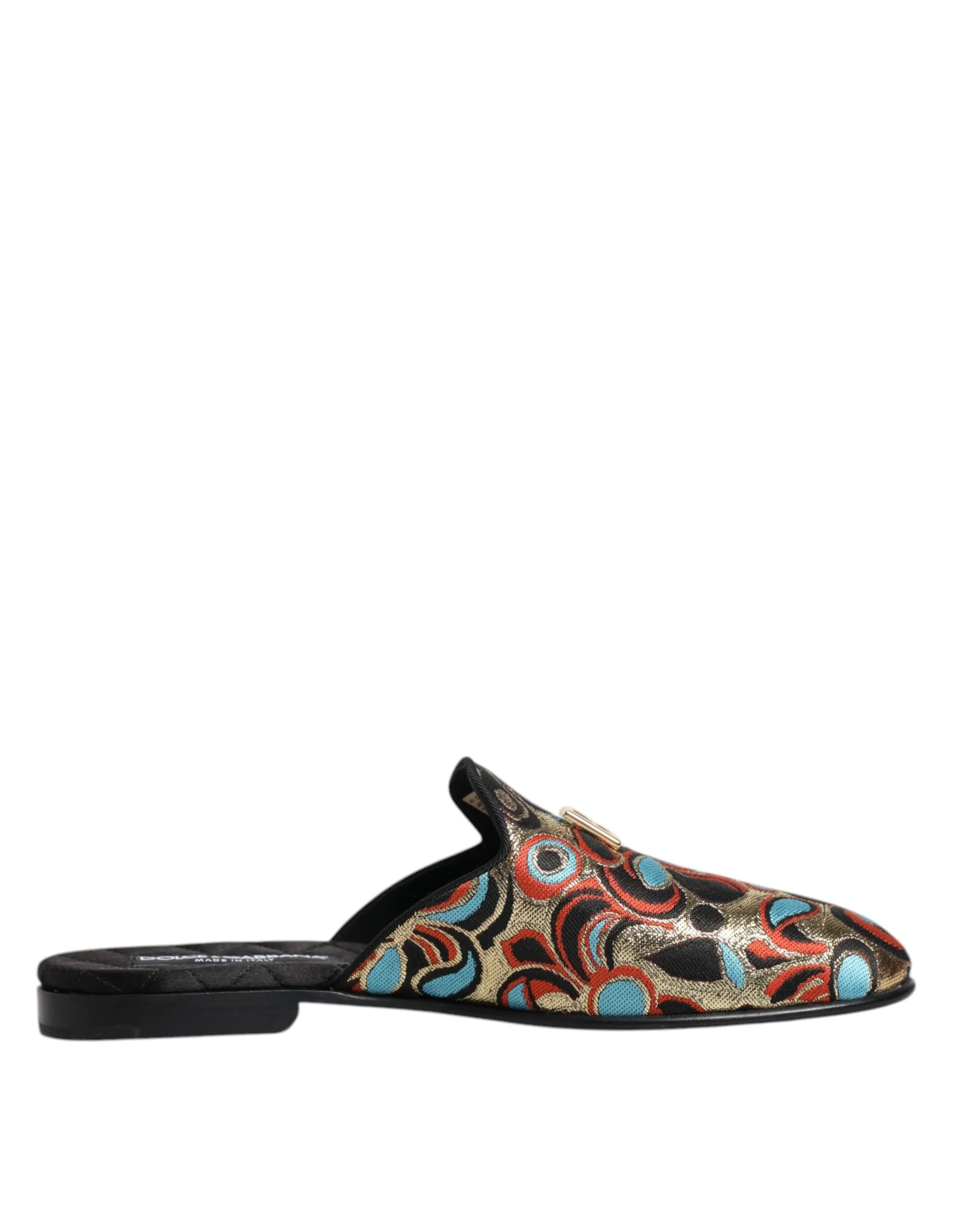 Dolce & Gabbana Women's Multicolor Jacquard Logo Flat Sandals Shoes