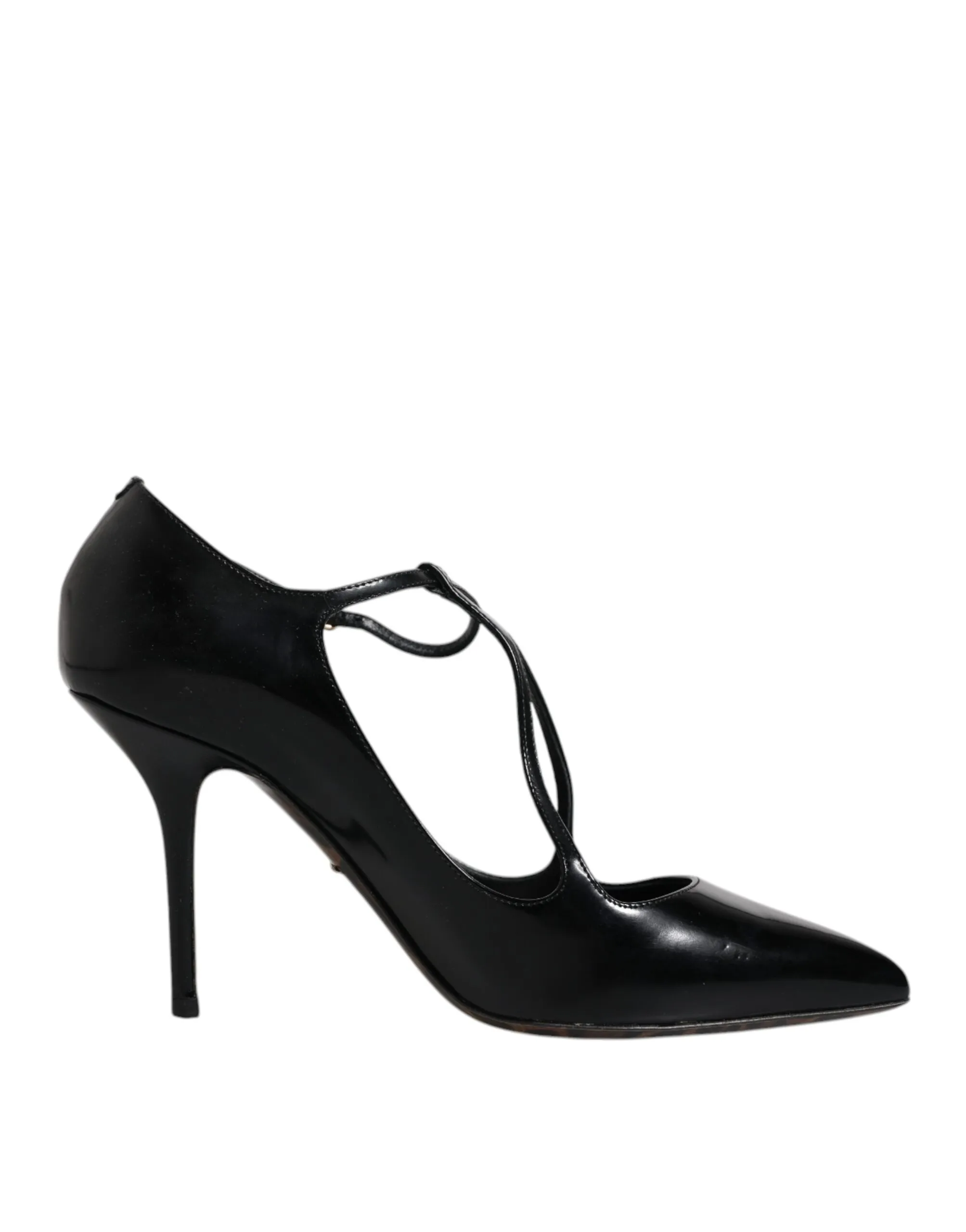Dolce & Gabbana Women's Black Leather T-strap Stiletto Heels Shoes