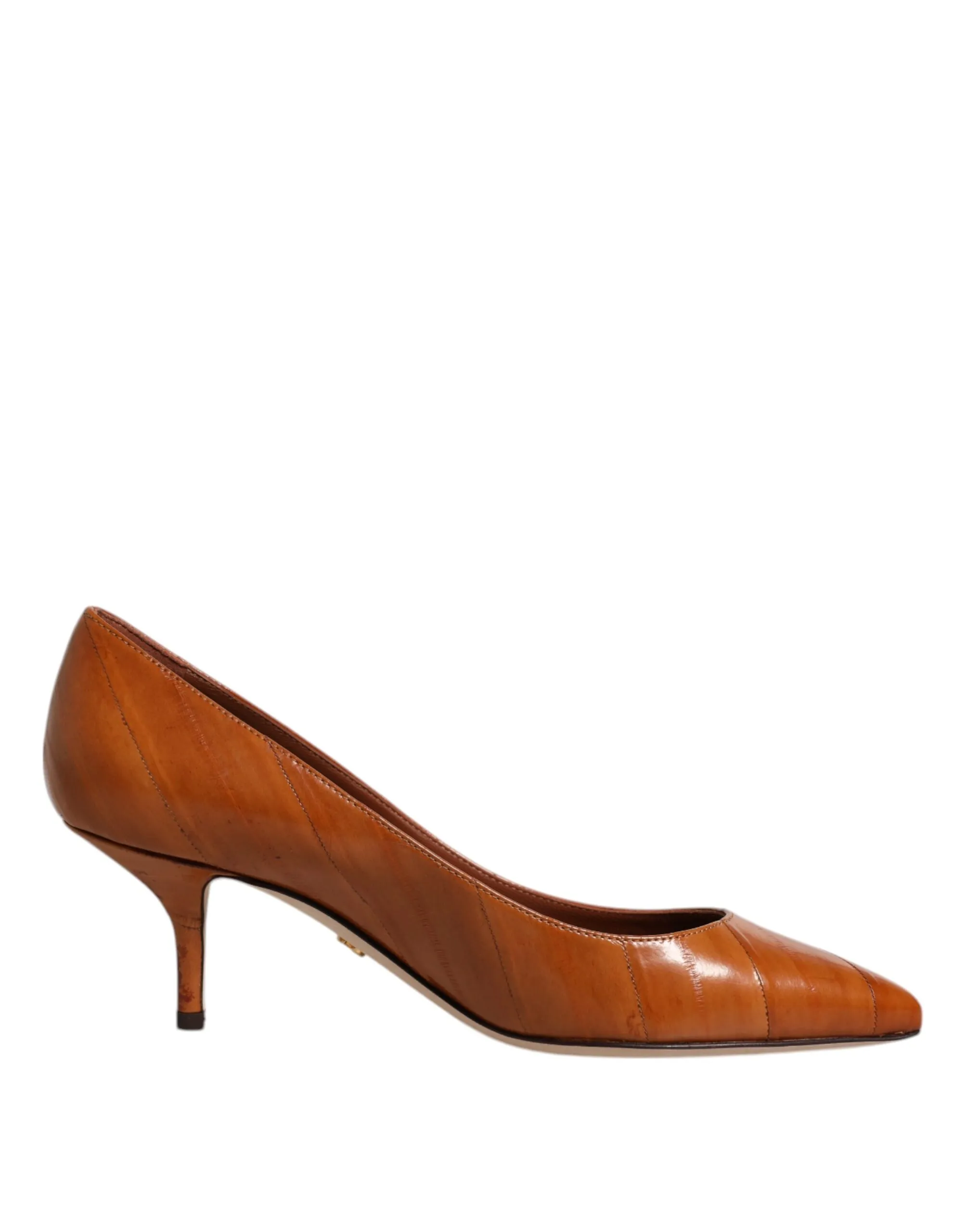 Dolce & Gabbana Women's Brown Leather Kitten Heels Pumps Shoes