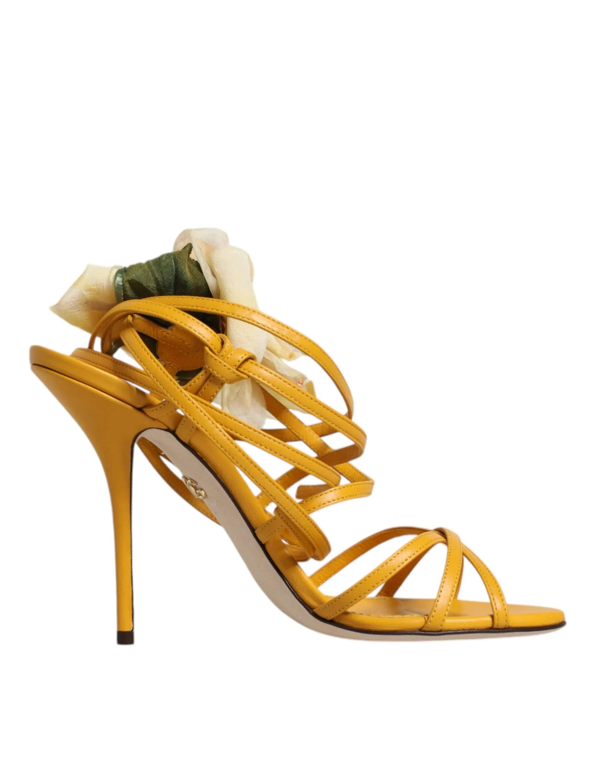 Dolce & Gabbana Women's Yellow Flower Applique Keira Sandals Shoes
