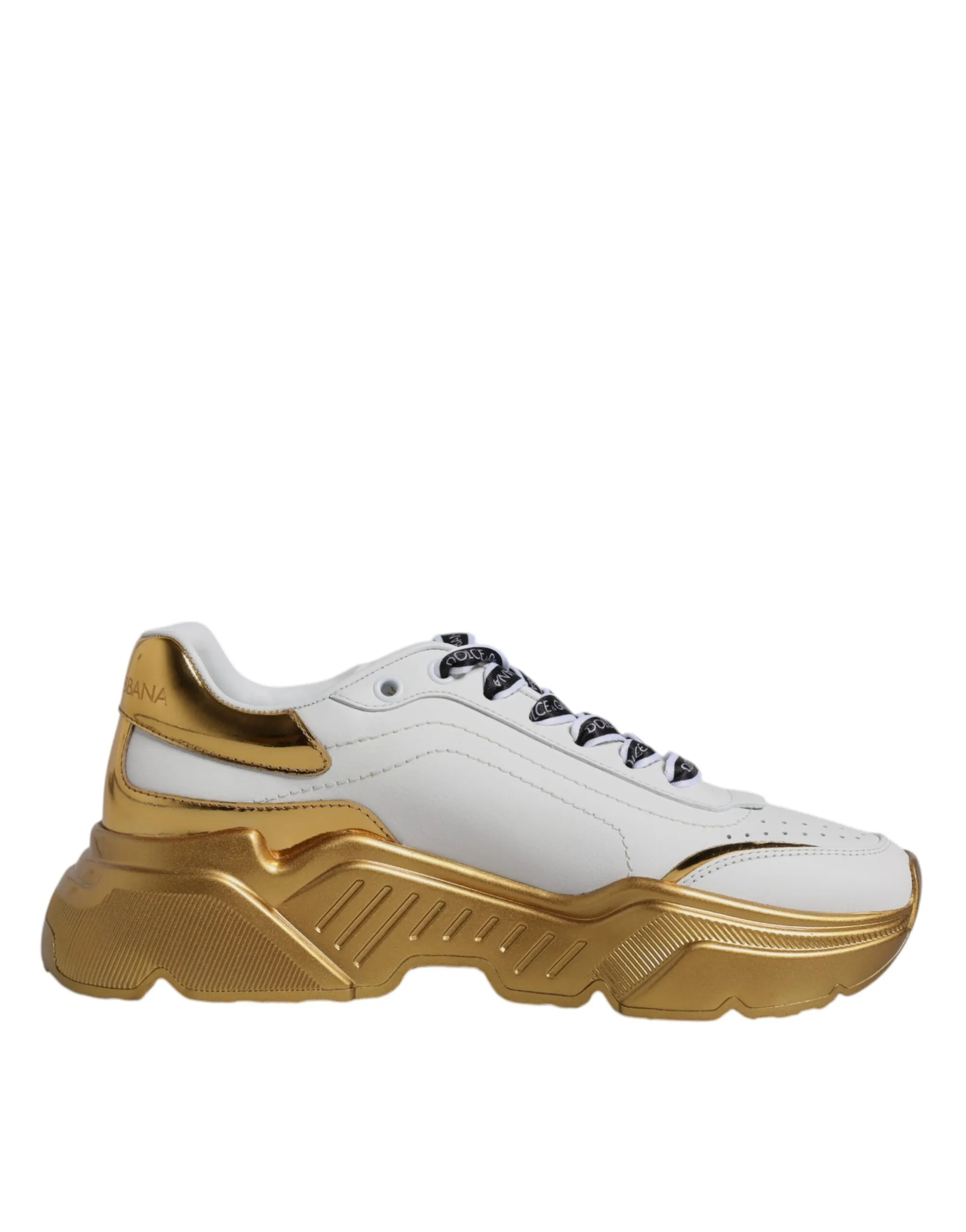 Dolce & Gabbana Women's White Gold Daymaster Low Top Sneakers Shoes