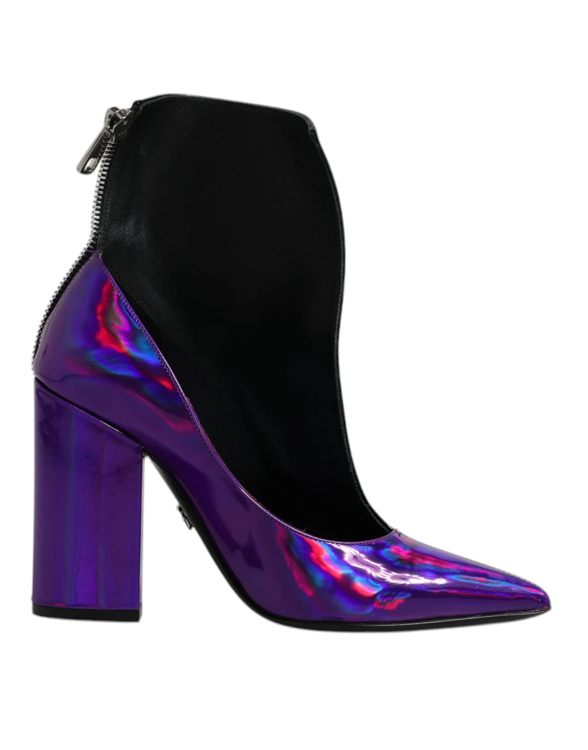 Dolce & Gabbana Women's Purple Black Pointed Ankle Boots Shoes