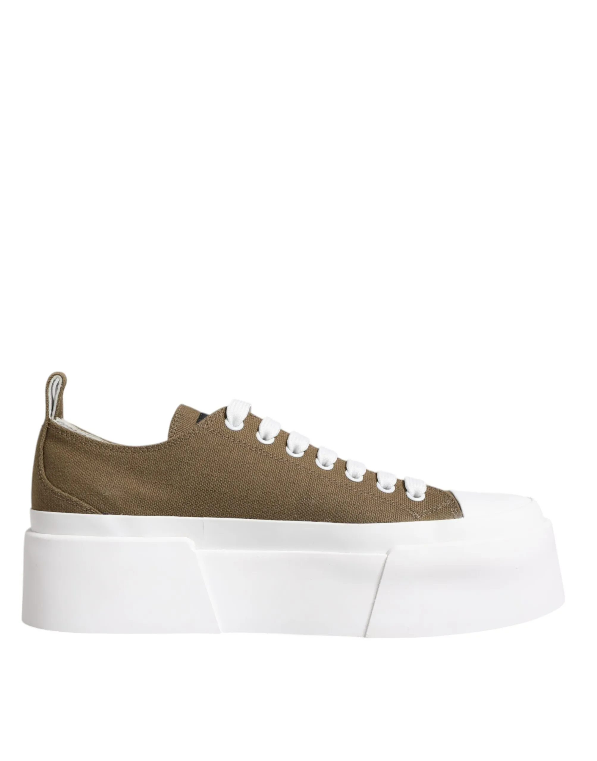 Dolce & Gabbana Women's Brown White Canvas Logo Low Top Sneakers Shoes