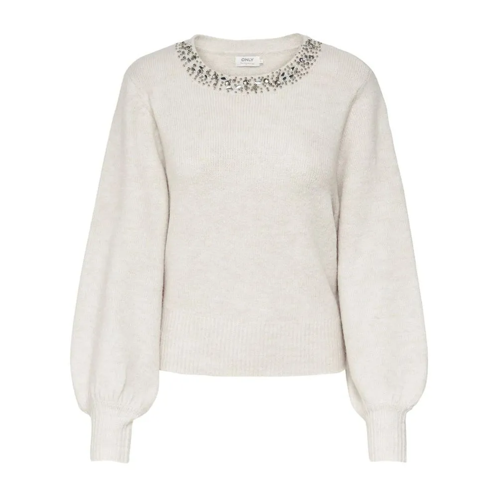 Only Women's Cream Polyester Sweater