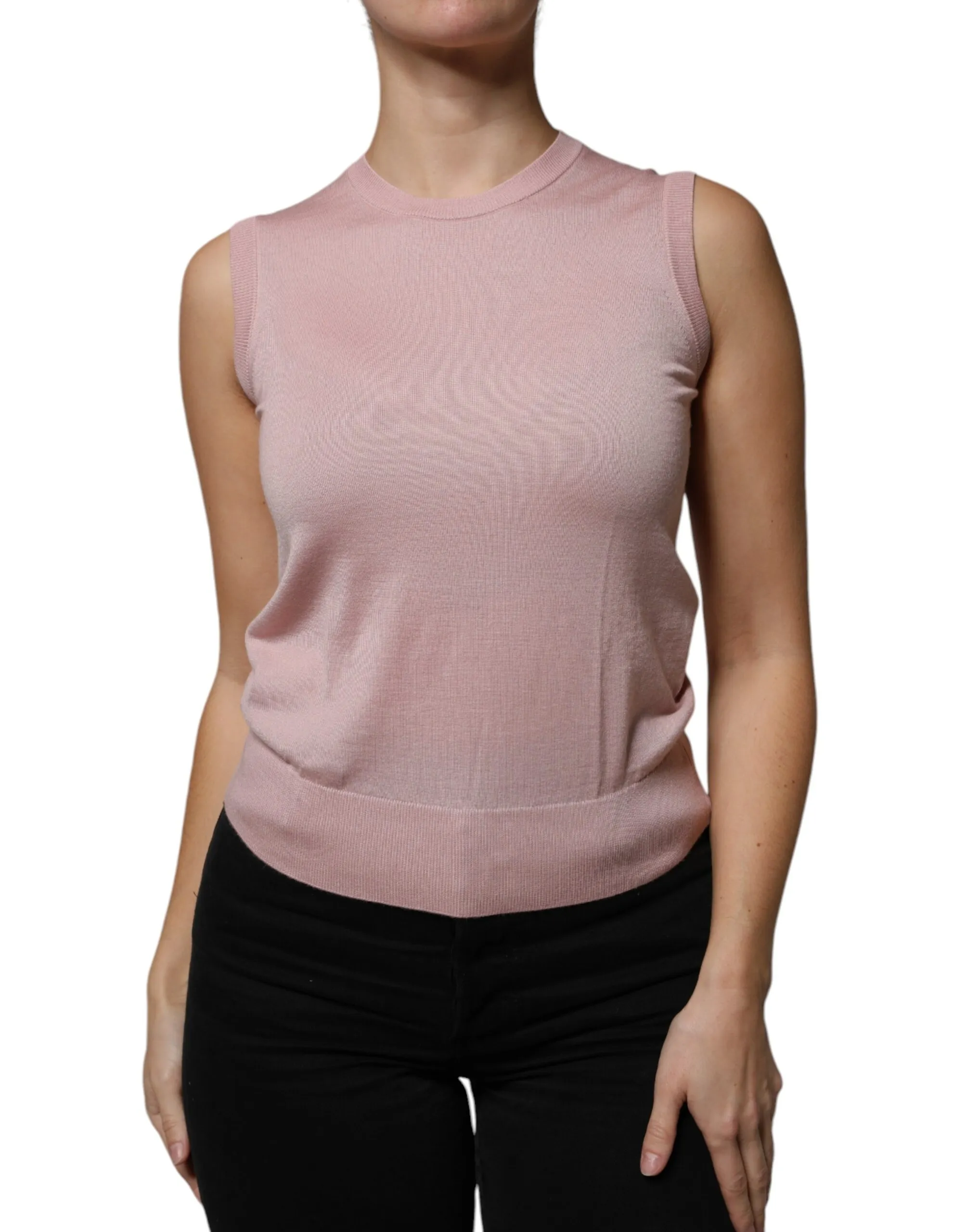 Dolce & Gabbana Women's Pink Cashmere Knitted Sleeveless Tank Top